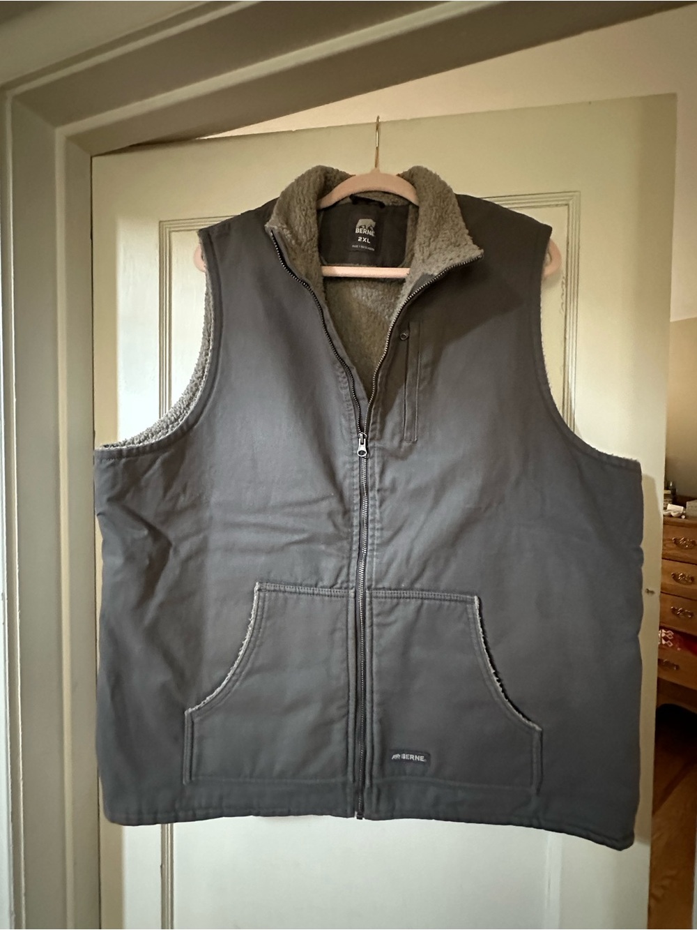 Women’s Berne Gray Sherpa-Lined Zip Vest